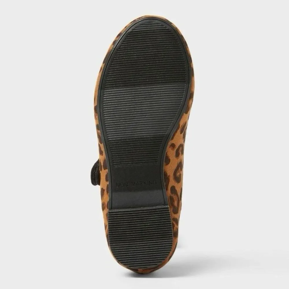 Cat & Jack Toddler Girl's Addy Leopard Print Ballet Flats Size 6 New